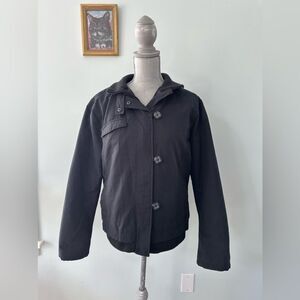 Pacific Trail Women's Quilted Black Bomber Jacket with Buttons size Large